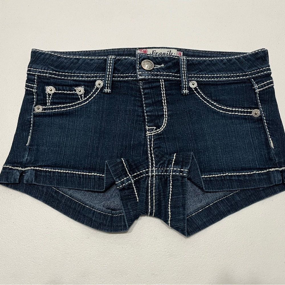 FRAGILE Dark Blue Women's Jean Shorts
